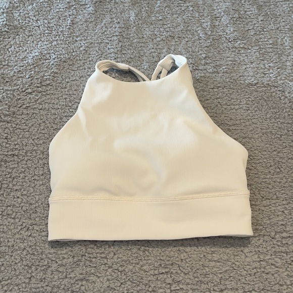 Lululemon Energy Bra long line  - Size 4 rib color cream - Picture 2 of 5
